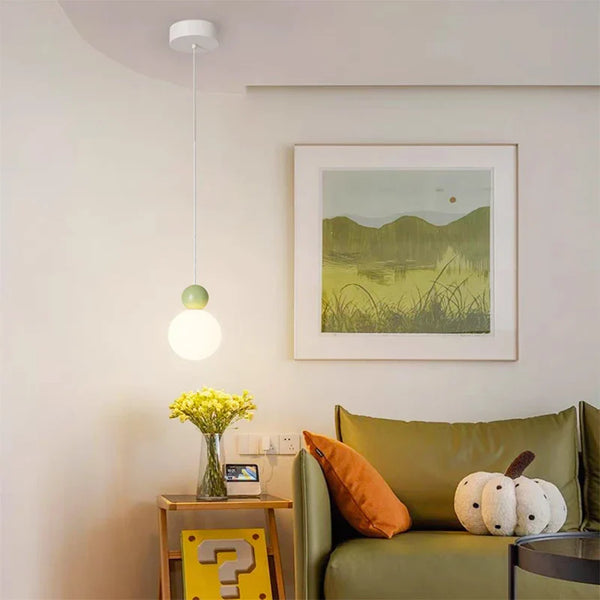 Lustre Nordique LED: Suspension Boule Blanche Lait - Luminaire