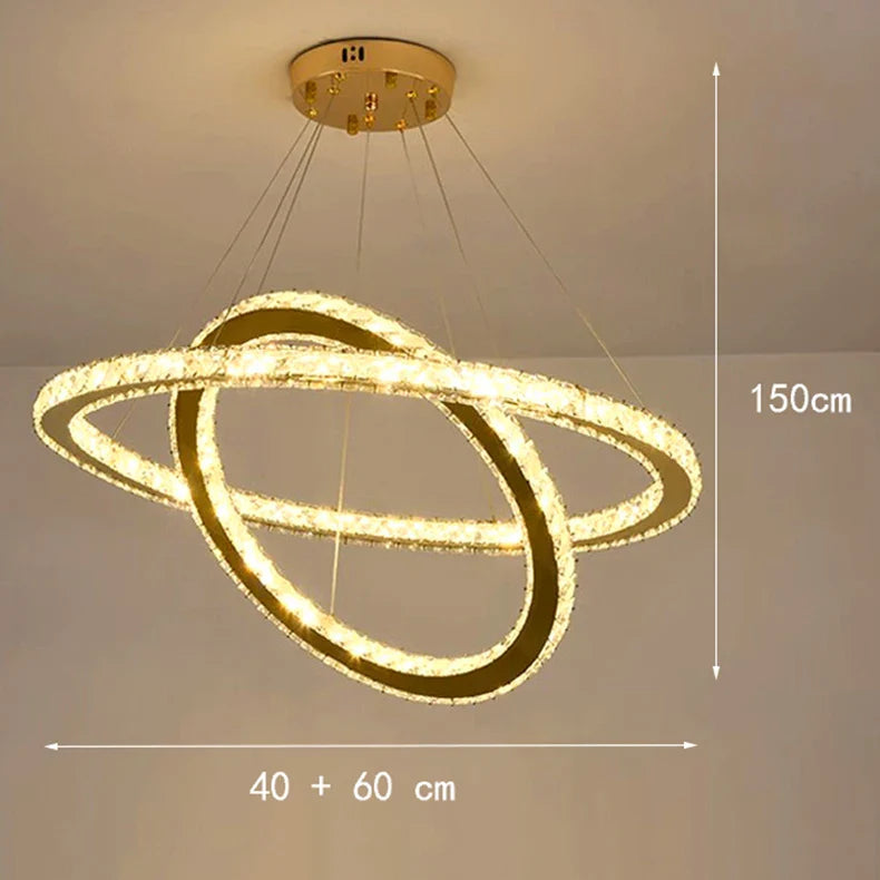 Lustre Moderne en Cristal avec Éclairage LED Intérieur Suspendu