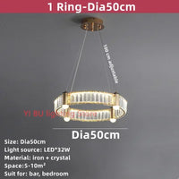 Lustre LED Nordique : Anneau Rond en Cristal Post-Moderne