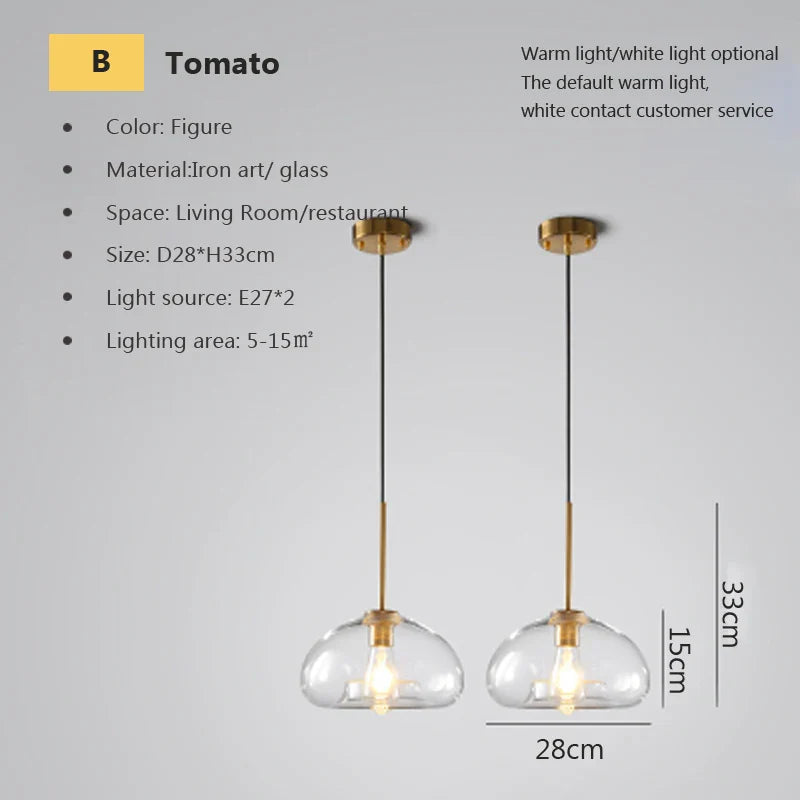 Lustre LED en verre industriel