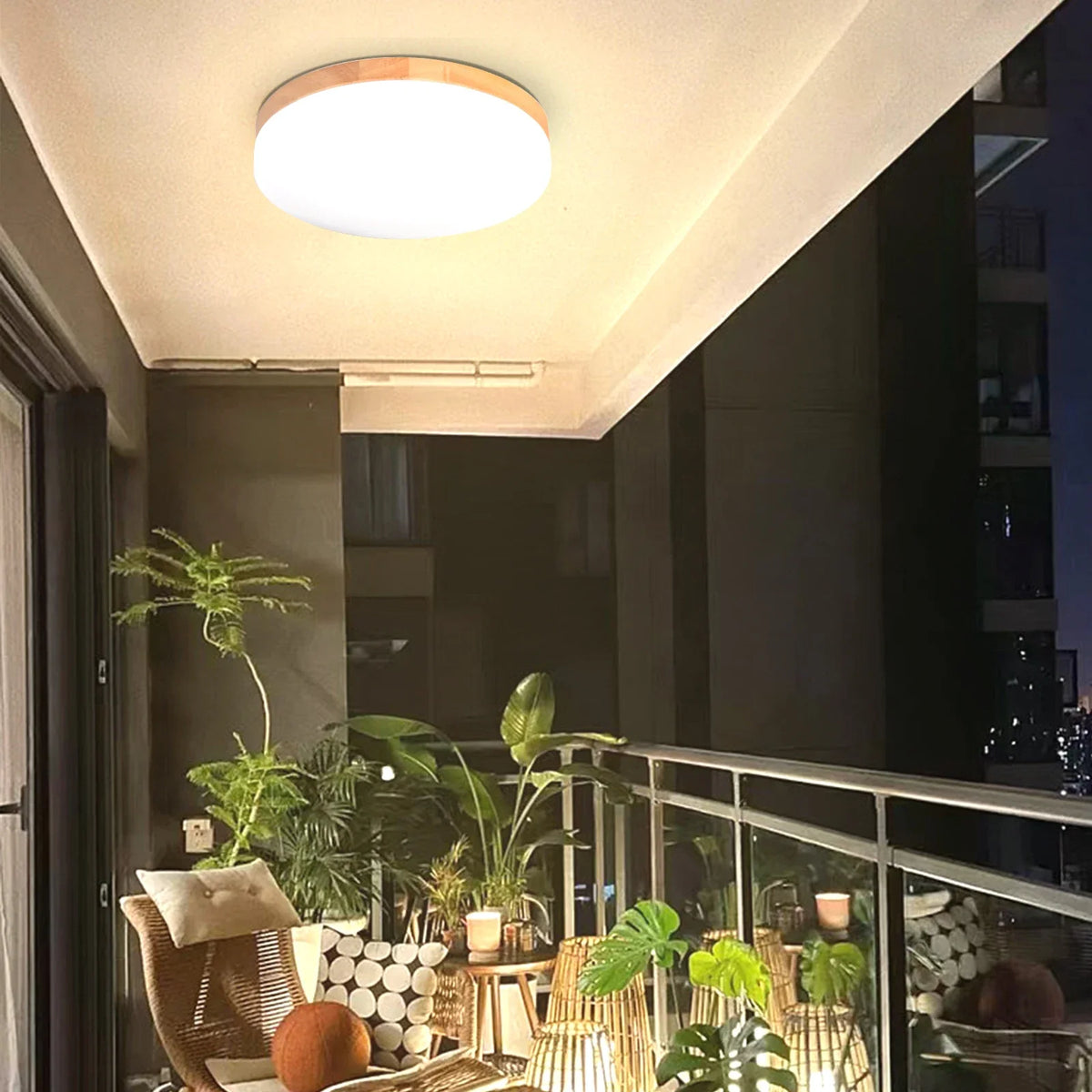 Plafonnier LED Bois Naturel pour Intérieur