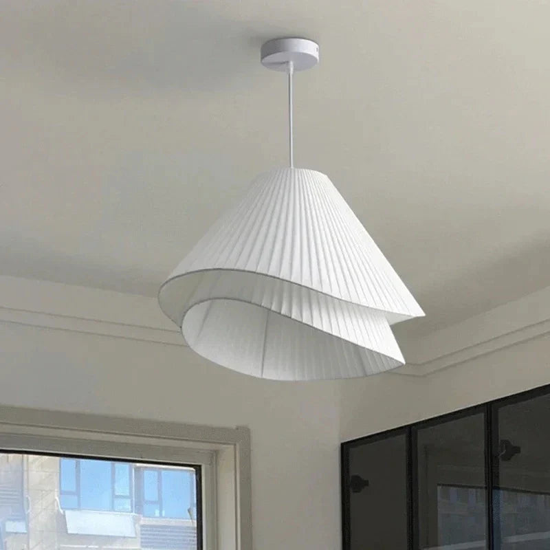 Lustre Suspendu SANDYHA Minimaliste Moderne en Tissu Crème