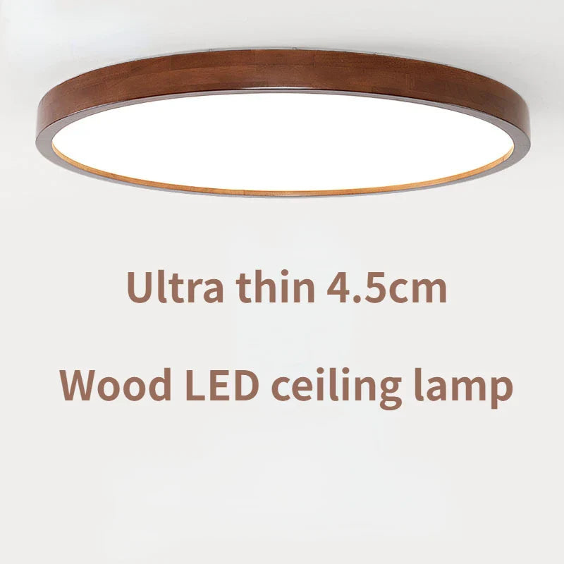 Lustre nordique en bois massif - Plafonnier Ultra-mince en noyer chinois