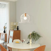 Suspension Lumineuse en Métal Blanc Nordique Forme de Fleur pour Restaurant et Salon