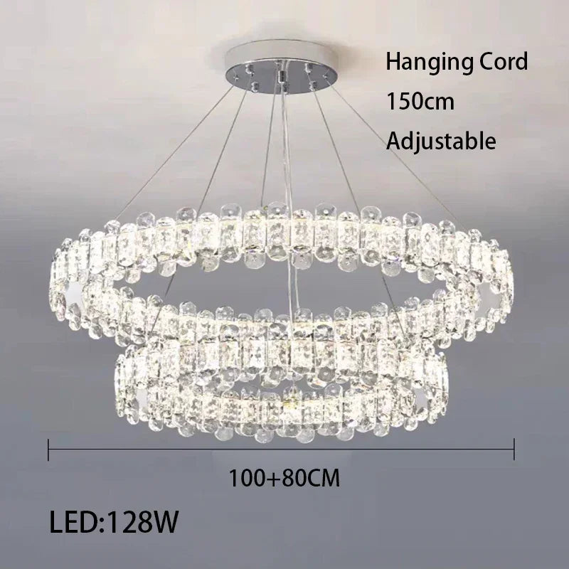 Lustre moderne en cristal avec lampes LED pour une décoration sophistiquée
