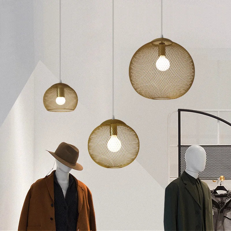 Suspension industrielle vintage LED en fer doré - Style Industriel