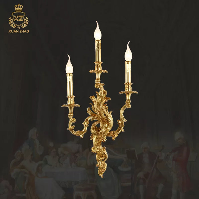 Applique murale luxueuse en laiton antique et cuivre royal