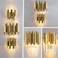 Applique murale LED en cristal doré de style moderne