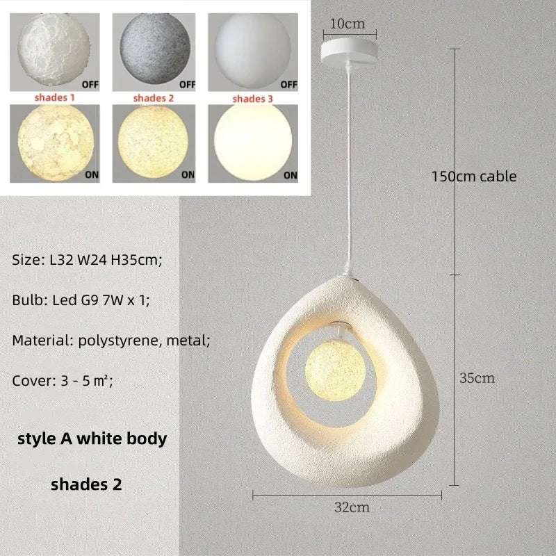 Nordique Suspension LED pour Salle à Manger - Collection Wabi Sabi