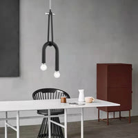 Lustre Créatif à 2 Ampoules - Hauteur Réglable en Métal
