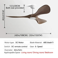 Ventilateur de plafond design à trois pales avec éclairage intégré et commande à distance