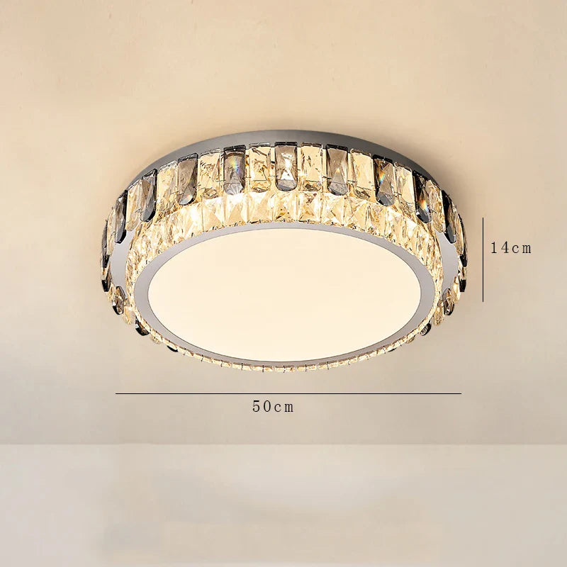 Plafonnier LED de Luxe en Cristal Rond Moderne