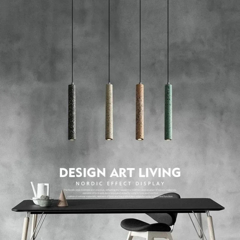 Suspension Terrazzo Bar Ciment Minimaliste - Lampe À Tête Unique Style Industriel