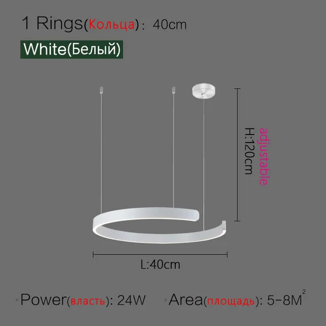 Lustre Anneau Nordique LED Réglable pour Salle à Manger - Collection Maison Luminaires