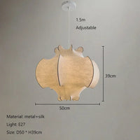 Lustre Nordique en Soie Japonaise Wabi Sabi avec Éclairage LED