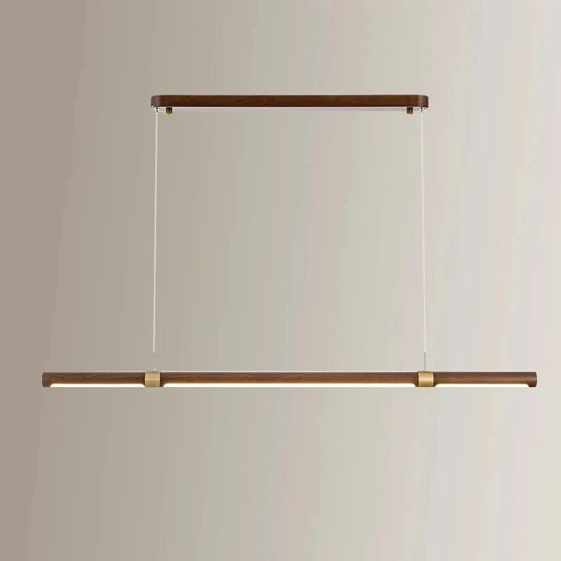 Lustre Long en Bois Élégant