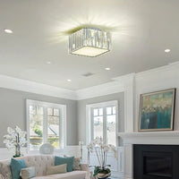 Lustre de plafond en cristal carré moderne et luxueux pour salon et chambre