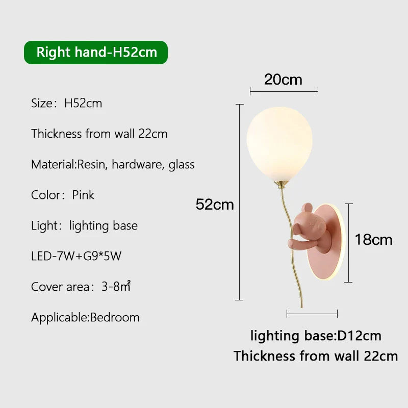 Applique murale nordique LED Ours Ballon - Collection Créative