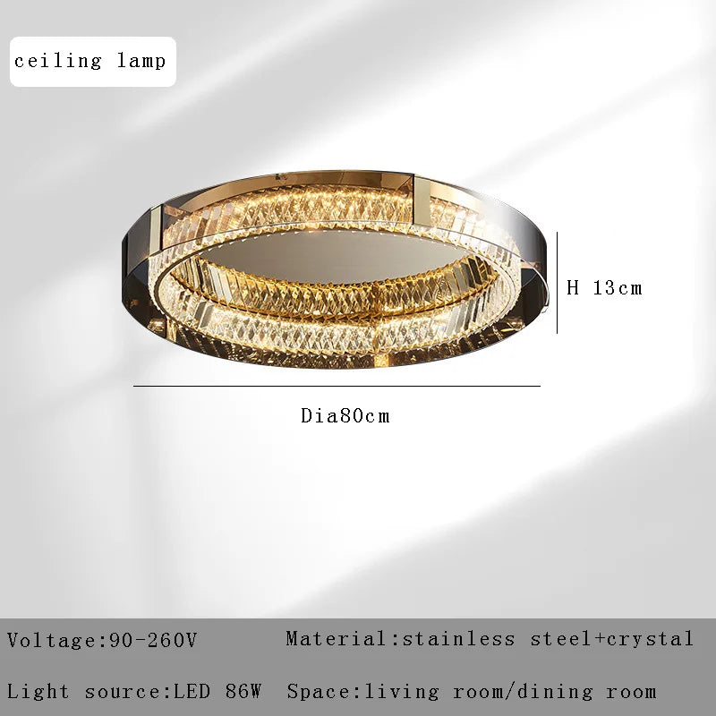 Plafonnier Luxe LED Cristal Rond pour Décoration Intérieure