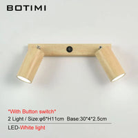 Botimi - Lampe de Table Nordique en Bois avec Poussoir