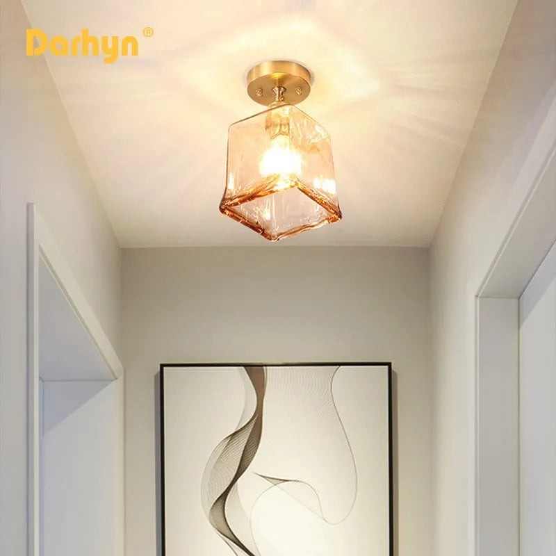 Lustre plafonnier nordique en verre pour Loft et maison industrielle
