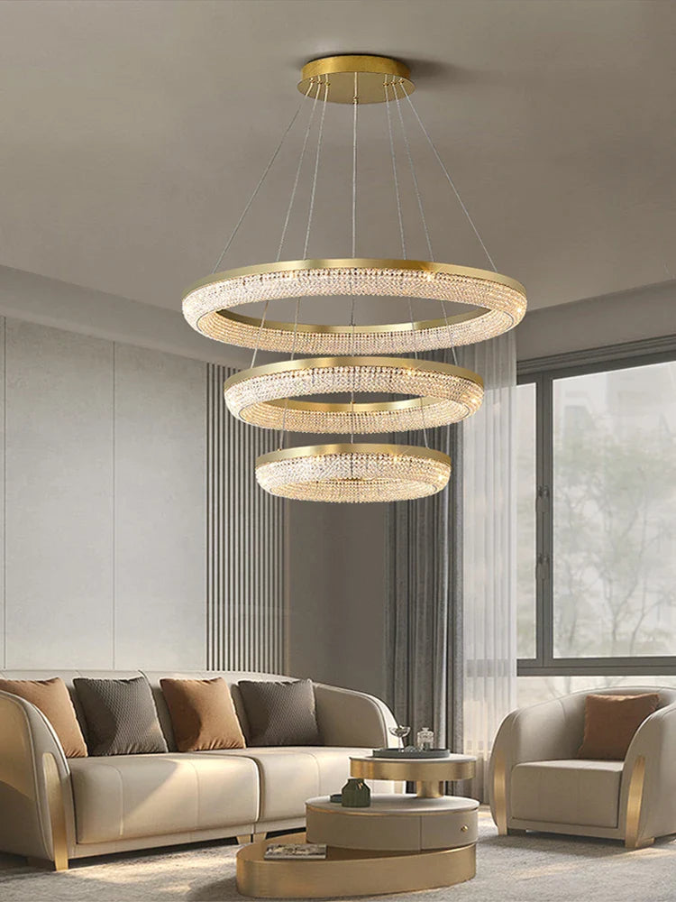 Lustre de luxe LED rond design moderne 2024 pour intérieur - Élégance Lumineuse