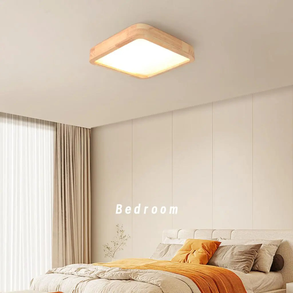 Plafonnier LED en bois Ultra-fin - Design nordique moderne