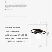 Plafonnier LED Noir et Or Boule en Verre