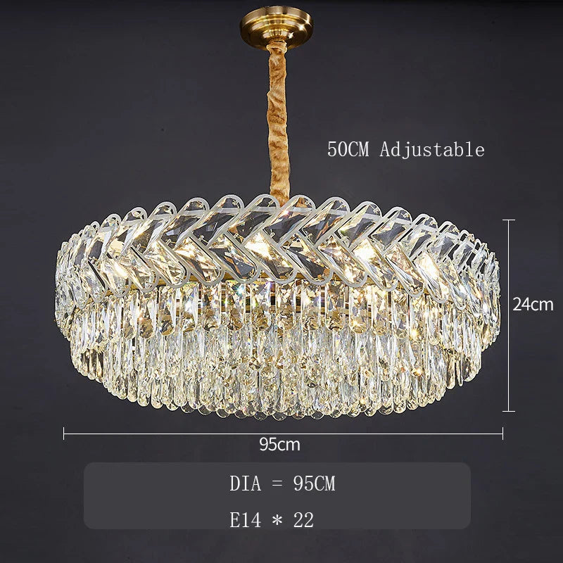 Lustre LED Moderne de Luxe en Cristal pour Salon et Salle à Manger