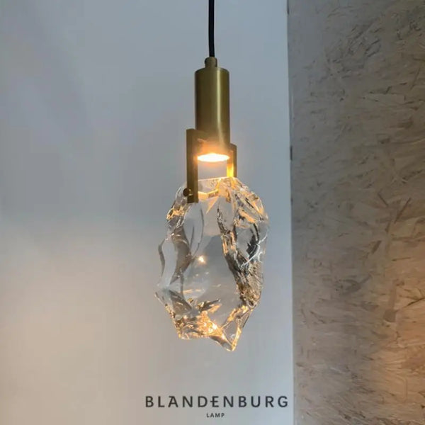 Suspension design nordique "Ice Crystal" en cristal et cuivre pour bar ou table