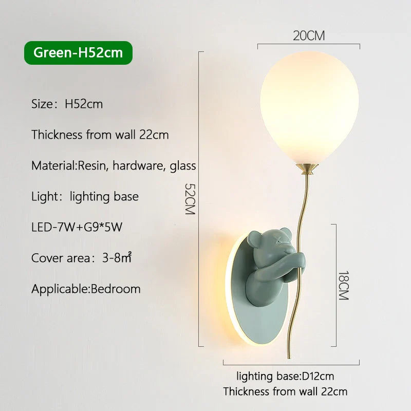 Applique murale nordique LED Ours Ballon - Collection Créative