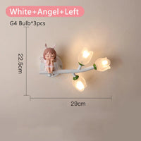 Applique murale LED G4 Lapin Fleur pour Enfants - Modèle Fille