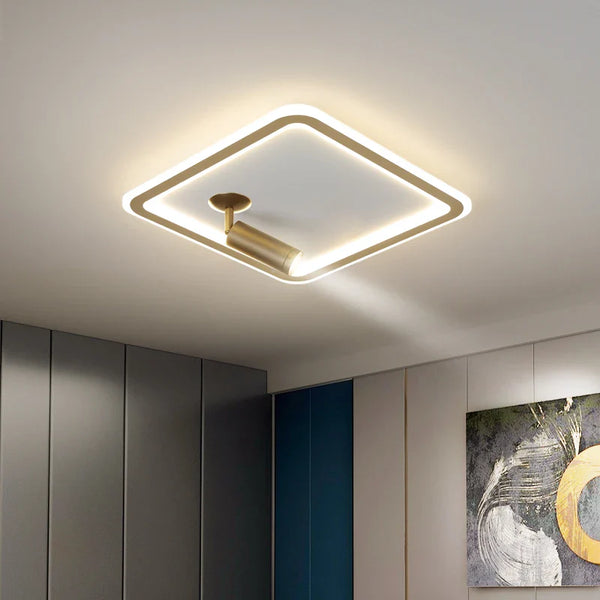 Plafonnier LED moderne à projecteur intégré, style ronde et carrée