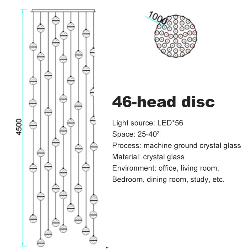 Lustre en cristal moderne avec boule tournante LED suspendue - LUXE LUMINEUX