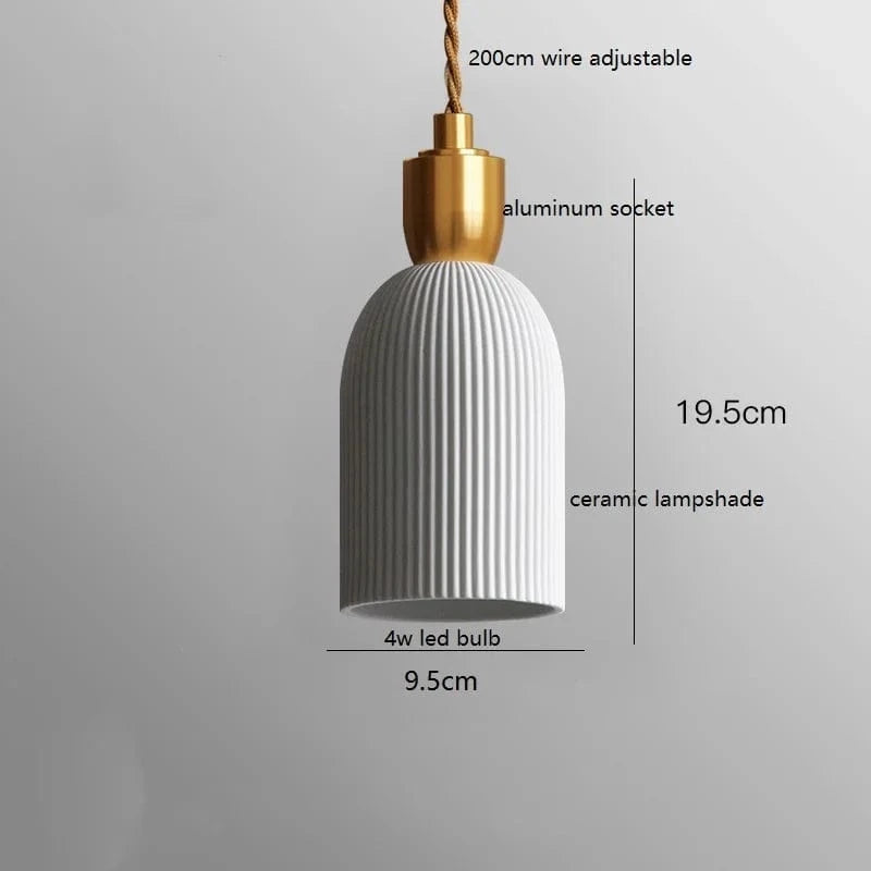 Luminaire Suspendu LED en Noyer Céramique Style Nordique Japonais iwhd