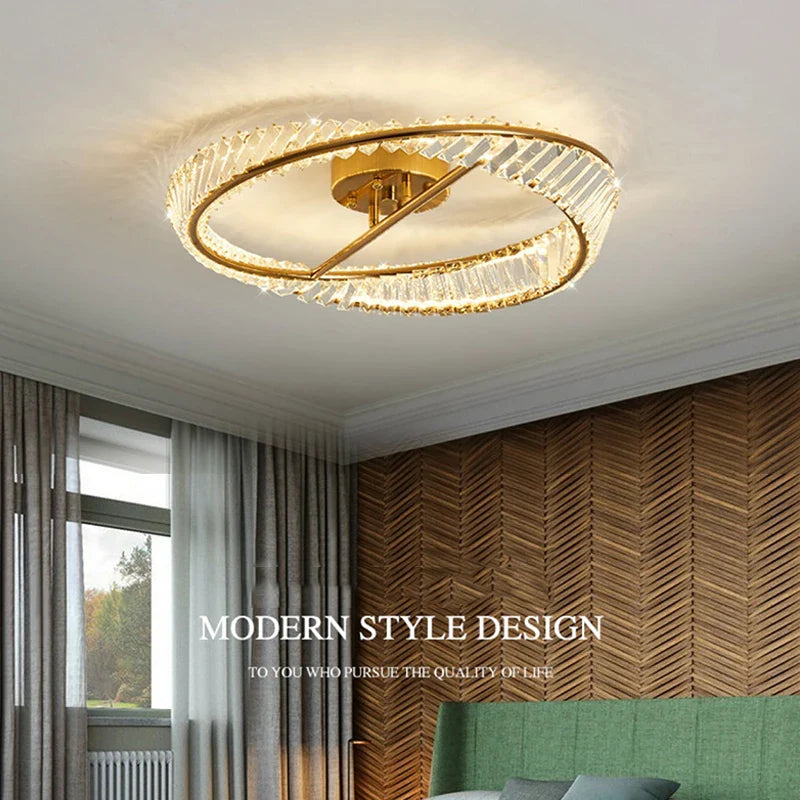 Lustre de plafond en cristal LED nordique de luxe pour salon et salle à manger