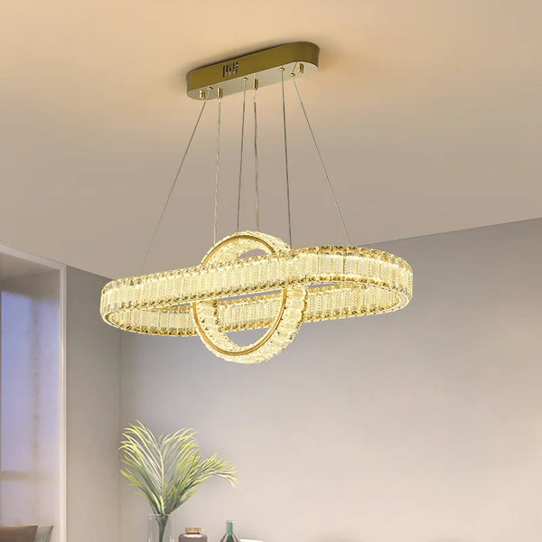 Lustre moderne en cristal à LED style vintage pour villa chic