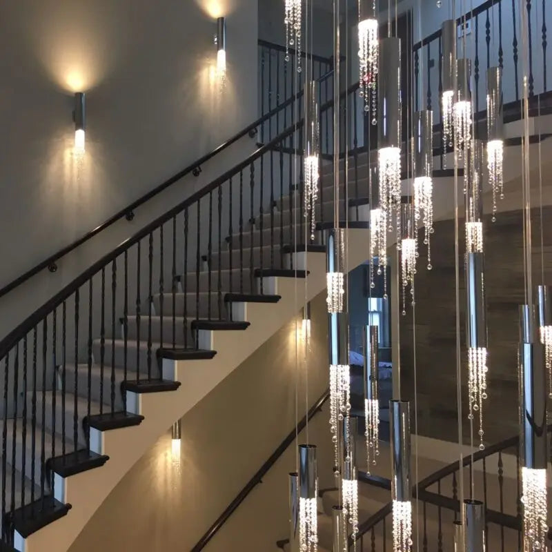 Lustre LED de Luxe Moderne en Cristal pour Escalier