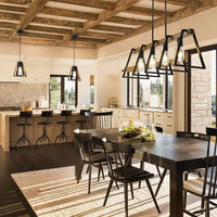 Lustre Américain Vintage Industriel 4 têtes Fer Art Imitation Bois Grain - Idéal pour Restaurant, Cuisine, Café, Bar et Comptoir