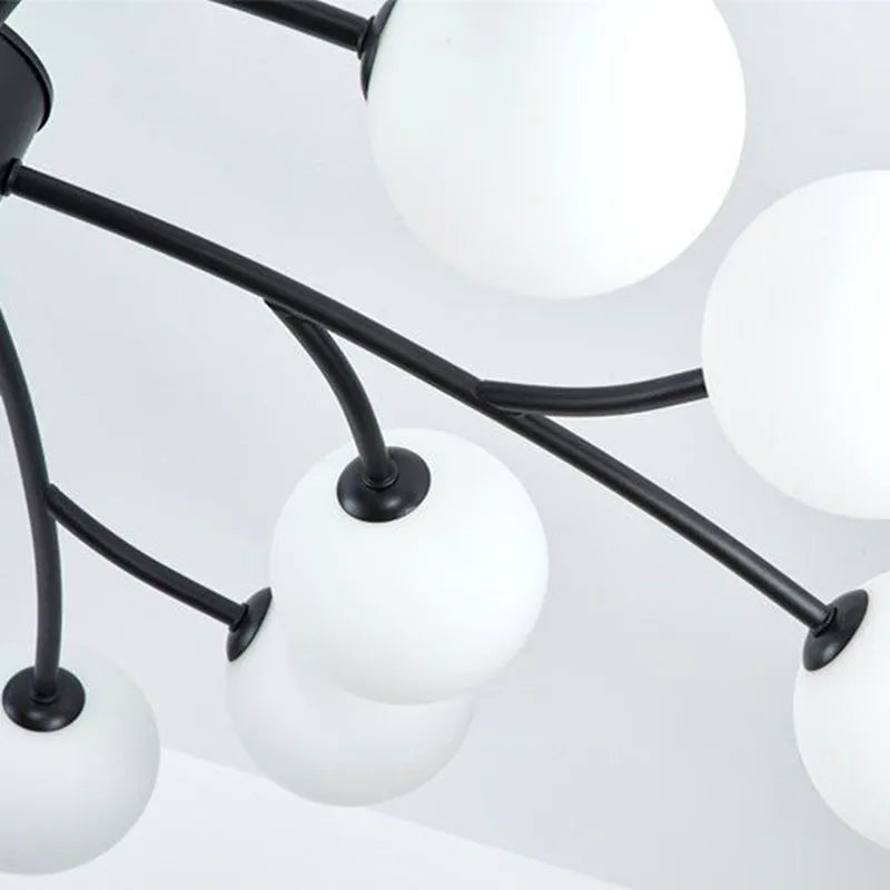 Lustre Nordique en Verre LED pour une Décoration de Cuisine Moderne