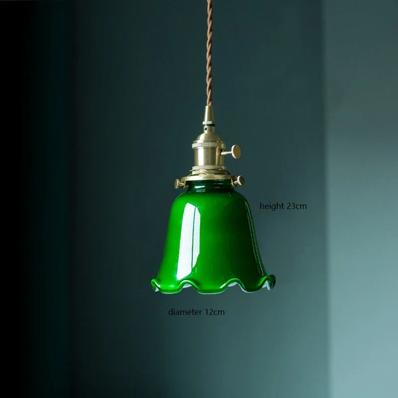 Suspension Vintage Américaine en Cuivre Bois Verre Edison