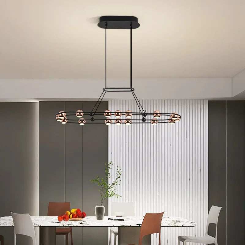 Lustre Nordique Moderne LED Circulaire De Luxe Haricot Duplex