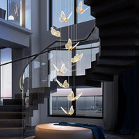 Lustre d'escalier acrylique forme de papillon - Collection Art LED Scintillante