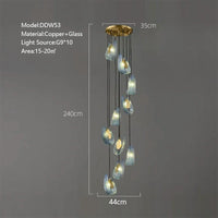 Lustre moderne en verre design "Feuille de Paon" LED suspendu