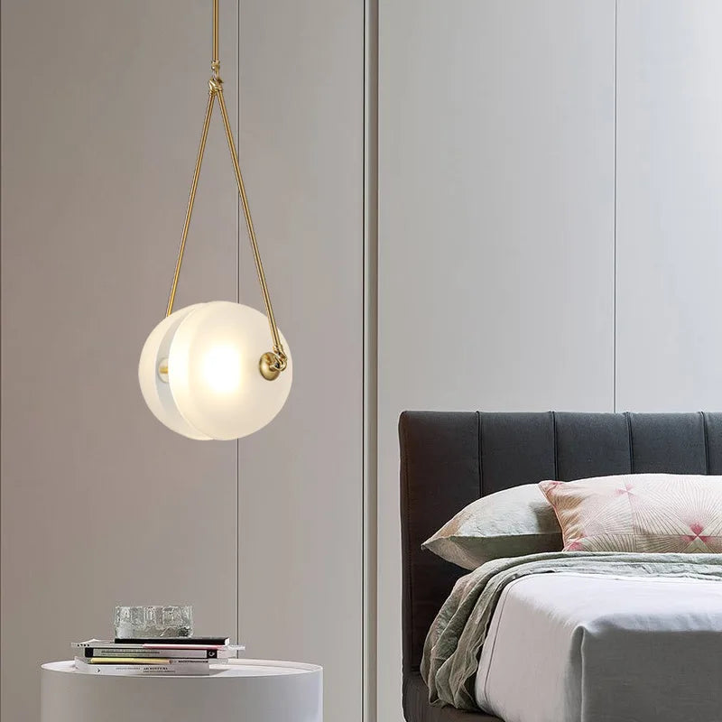 Suspension LED Blanche en Verre Lait