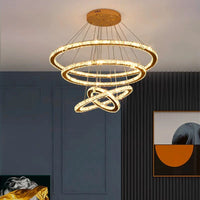 Lustre Moderne en Cristal avec Éclairage LED Intérieur Suspendu