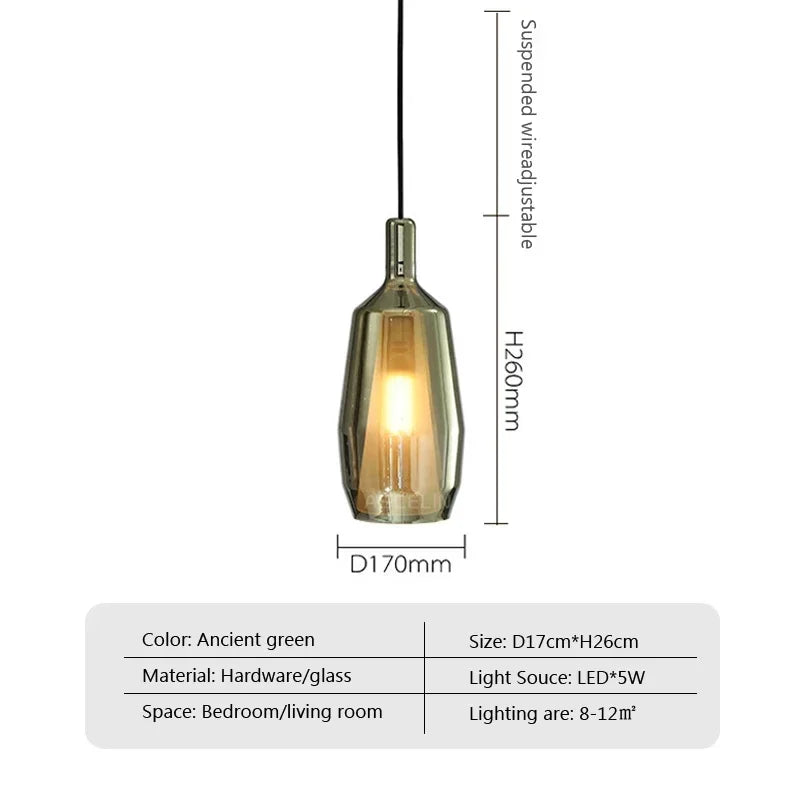 Suspension luminaire LED nordique avec abat-jour en verre