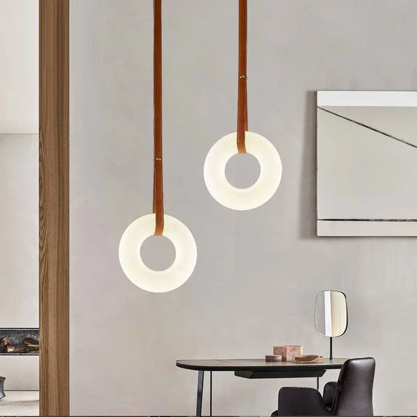 Lustre LED en Cuivre et Marbre Naturel de Luxe Minimaliste