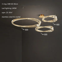 Lustre LED Moderne en Cristal K9 avec Anneau Irrégulier - Collection Élégance Cristalline