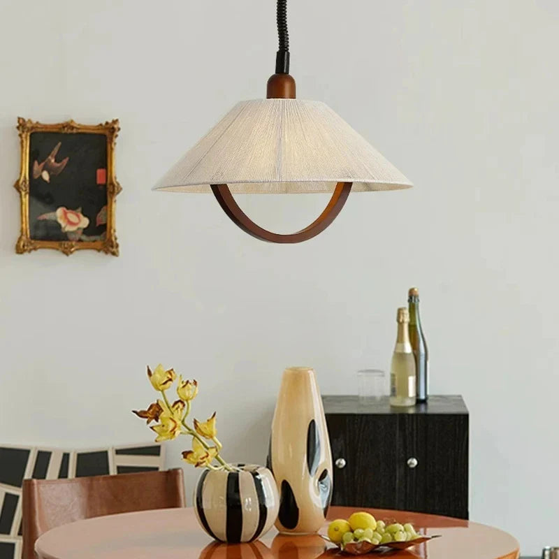 Suspension en corde de chanvre bois style moderne avec cordon ajustable